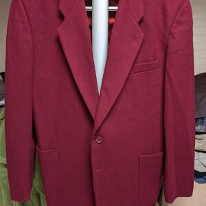 Men's Burgundy Blazer - Classic Single-Breast Suit Jacket